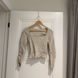 Babaton Beige Ribbed Women's Top